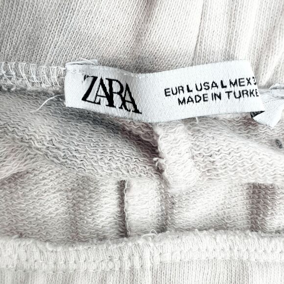 Zara Tie Dye Sweat Shorts Womens Size L Gray White Pull On Lounge Comfy - Picture 4 of 4